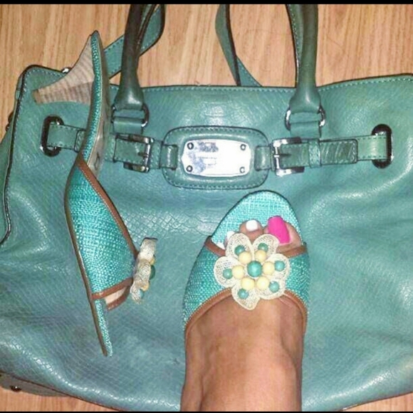 Michael Kors Aquamarine Leather Bag Purse Handbag - Picture 9 of 10